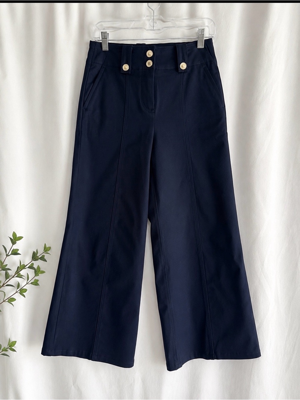 Derek Lam 10 Crosby Navy Wide-Leg Cropped Pants Size 4